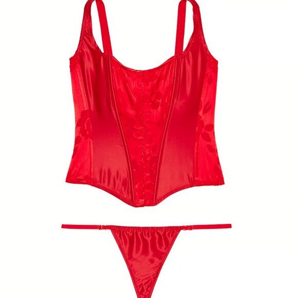 Victoria's Secret VERY SEXY Red VS Archives Satin Corset and Panty Set Size M - Picture 10 of 10